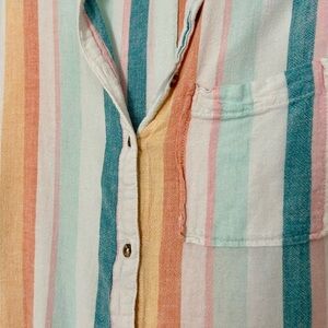 Velvet Heart Kirsty Striped Button Down fruit punch soft flowy short sleeve